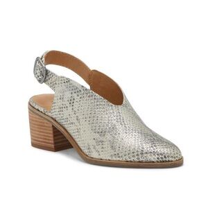 NWT Lucky Brand Lideton Slingback Snakeskin Metallic Pumps Booties Women’s 7.5